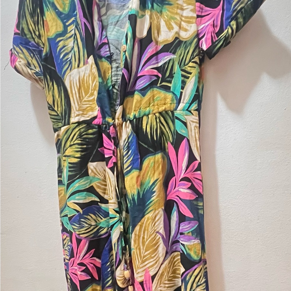 Tropical Floral Button-Up Dress - Picture 3 of 4